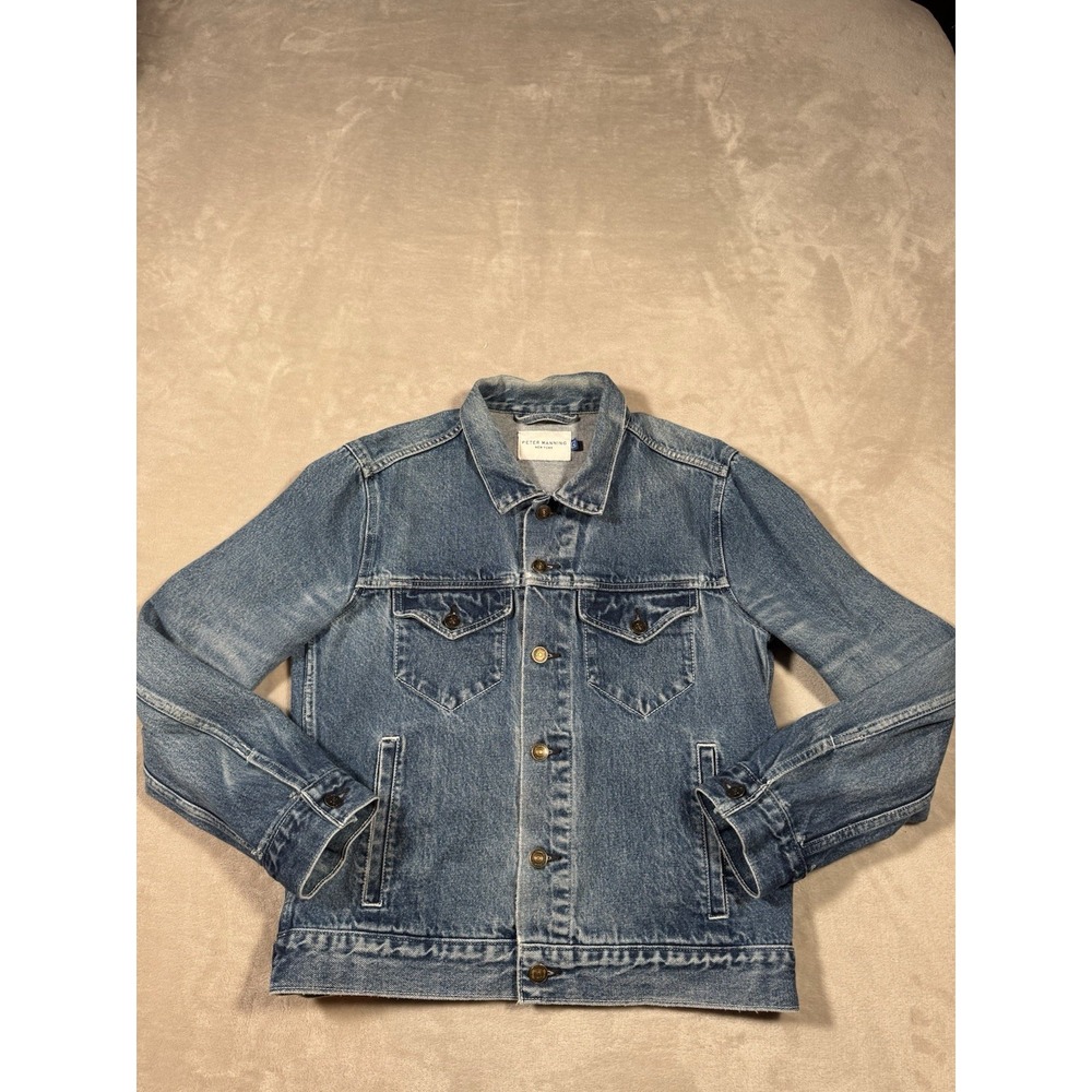 Peter Manning Denim Jacket Size 4 Blue Cotton NICE